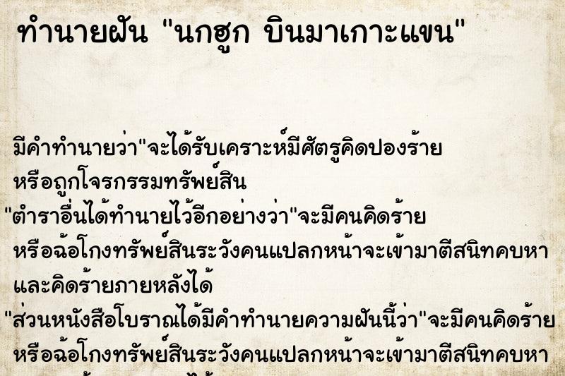 ทำนายฝันนกฮูกบินมาเกาะแขน ทำนายฝันทำนายฝันนกฮูกบินมาเกาะแขน